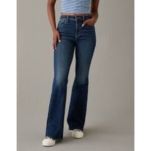 American Eagle, super high rise, flare, blue jeans, denim plus size 18
